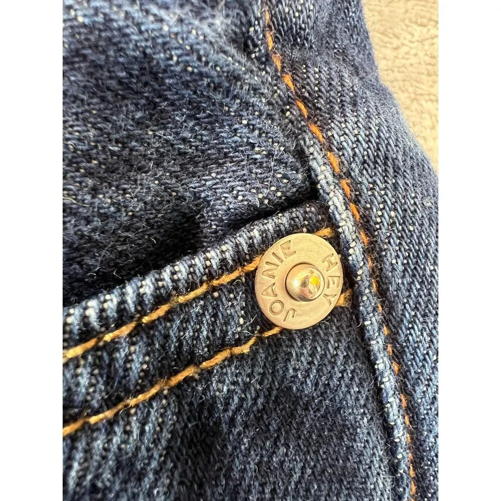 Hey Joanie Premium Denim Jeans Dark Wash Button Fly Straight Leg - M - Picture 7 of 13